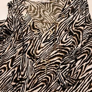 Calvin Klein Zebra Print Blouse with Gold Accents